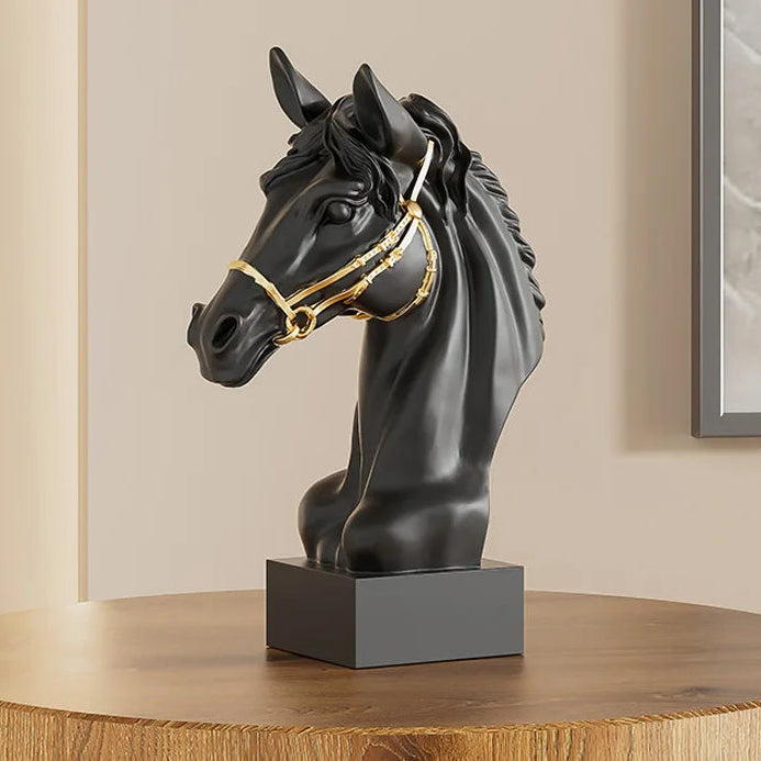 Modern Minimalist Horse Head Statue, Nordic Design Resin Sculpture