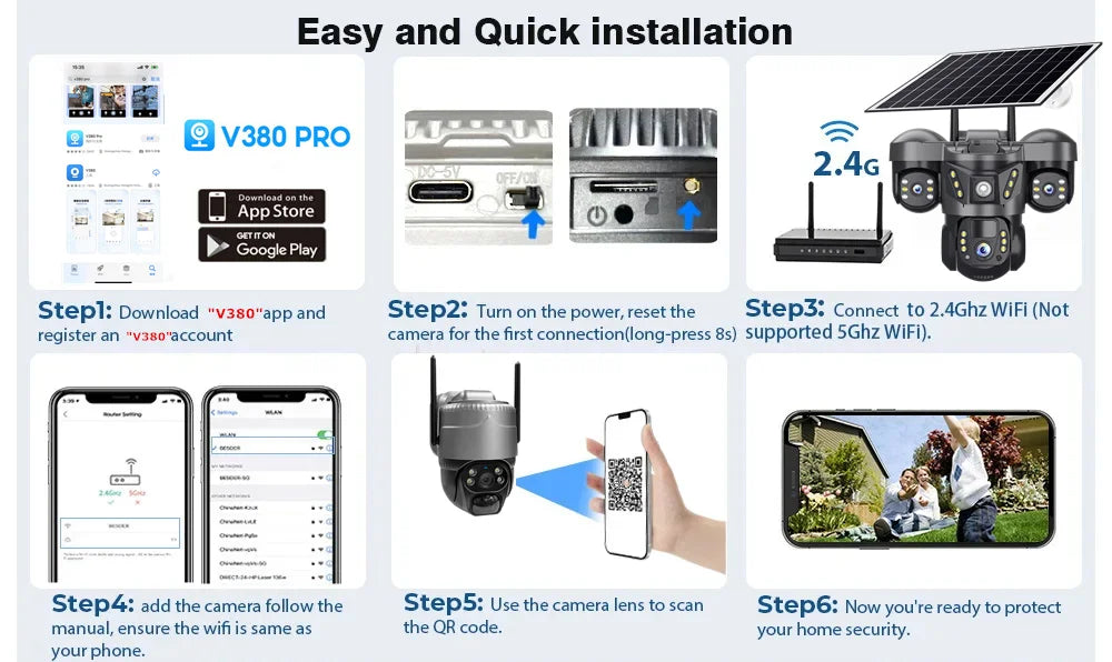 15MP Pro Wifi Solar  Security  Camera Triple Lens 10X Zoom Auto Tracking Outdoor Two way Audio Waterproof Cam