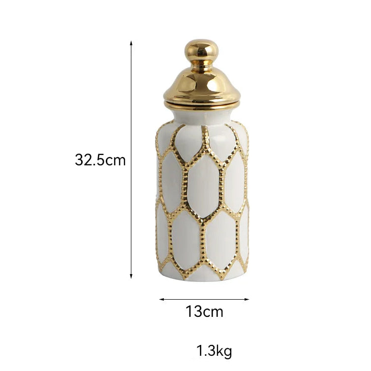 Home Decor Gold Luxury Ceramic Vase General's Jar Ornament