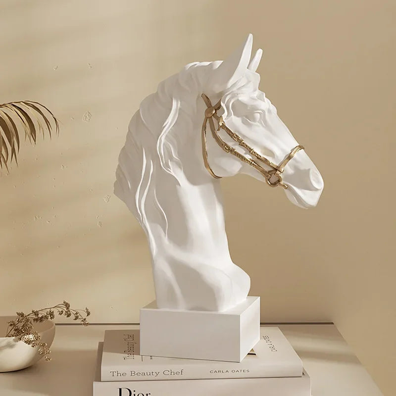 Modern Minimalist Horse Head Statue, Nordic Design Resin Sculpture