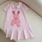 Children's Pink Polo Korean Version Casual Rabbit Dress