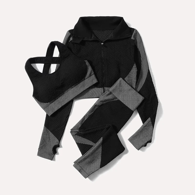 2/3Pcs Women Activewear Seamless Knitted Sportswear Set