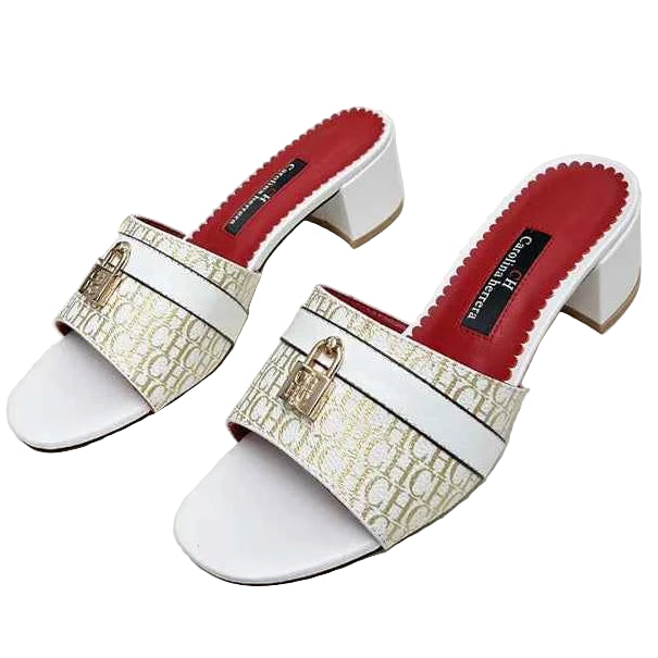 Women's Heeled Wearable Slippers Niche Classics Women's Office Slippers Letters Printed Designs Mature Style