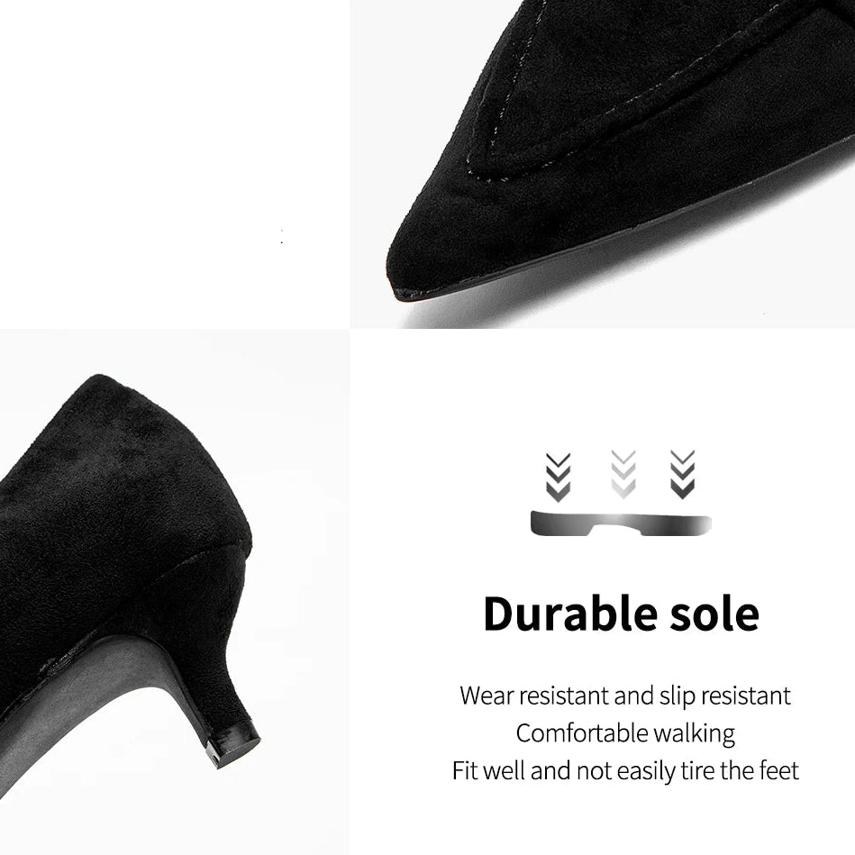 CHCH Women's Retro Suede Pointed Business Shoes