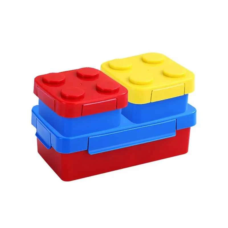 Colorful Blocks Lunch Box - Student Bento Containers - Microwave Dishwasher Safe - Leakproof