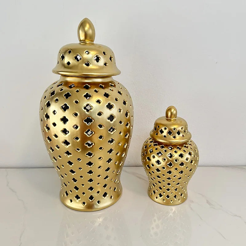 Matte Hollow Ceramic Vase Home Creative Handicrafts Jar Decor and Ornaments
