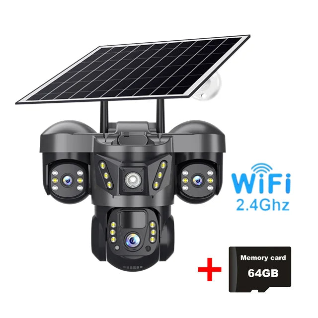 15MP Pro Wifi Solar  Security  Camera Triple Lens 10X Zoom Auto Tracking Outdoor Two way Audio Waterproof Cam