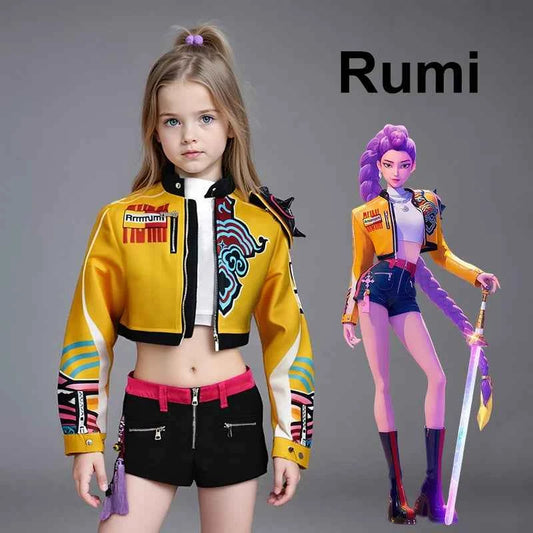 Children Cosplay Performance Costume Outfit K-POP Rumi Group Concert Halloween Clothes Earring Accessory Outfit Size 110-160