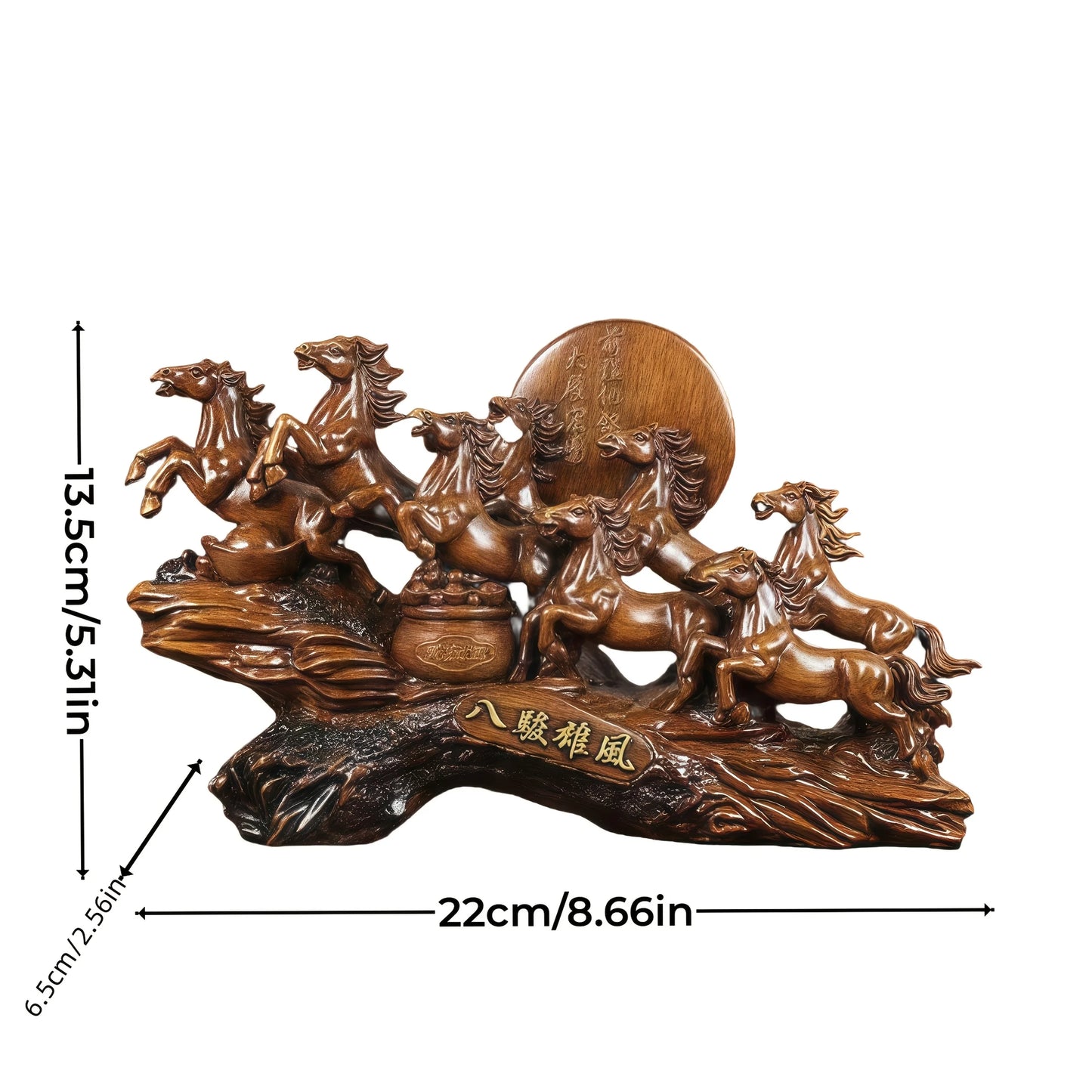 Eight Horses Resin Ornaments - Feng Shui Good Luck Wealth