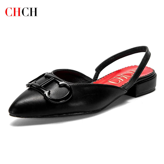 CH 2024 New Black Pointed Flat Bottomed Loafers  Shoes