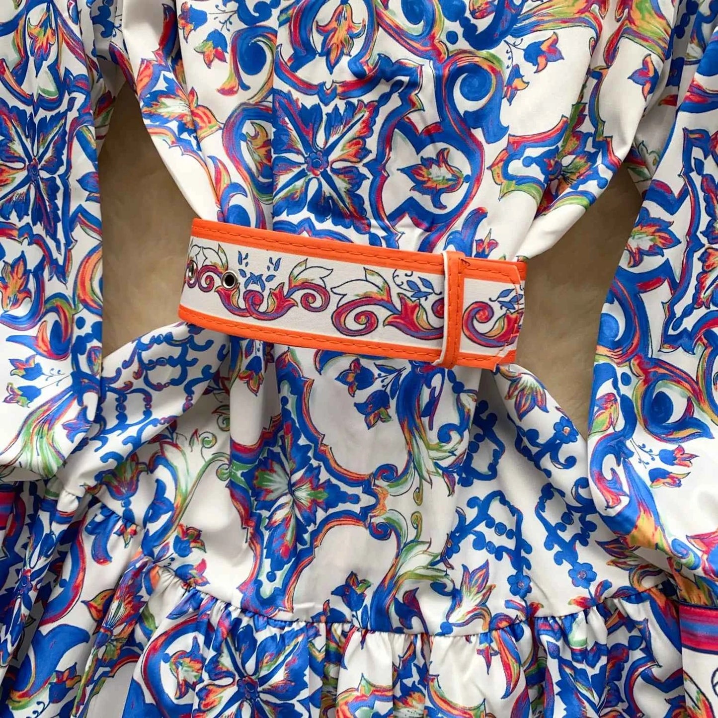 Long Lantern Sleeve Floral Print Short Shirt Dress