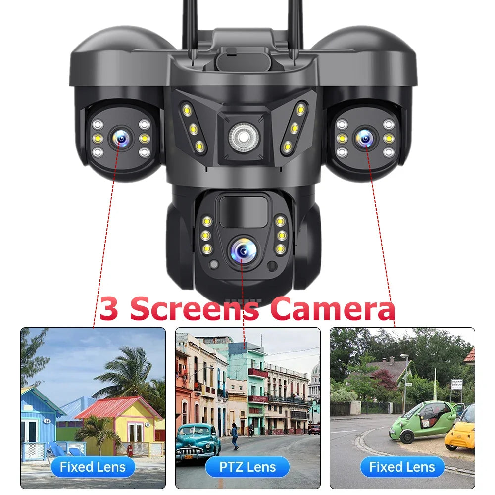 15MP Pro Wifi Solar  Security  Camera Triple Lens 10X Zoom Auto Tracking Outdoor Two way Audio Waterproof Cam