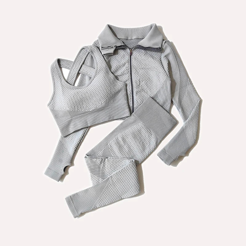 2/3Pcs Women Activewear Seamless Knitted Sportswear Set