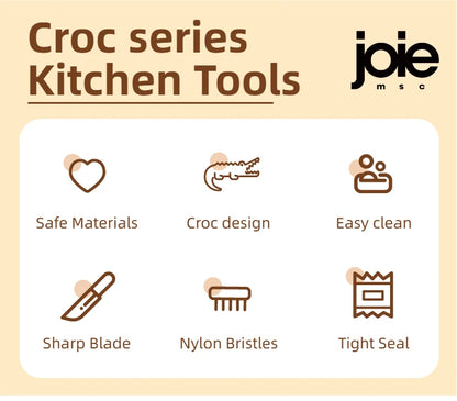 Joie Crocodile Kitchen Accessories - Cleaning Brush, Bag Clip, Peeler, Knife