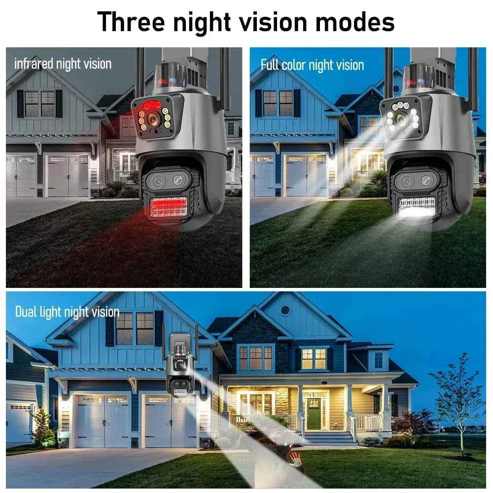 4K 6MP WIFI Three Lens Dual Screen Surveillance Camera Auto Tracking NVR