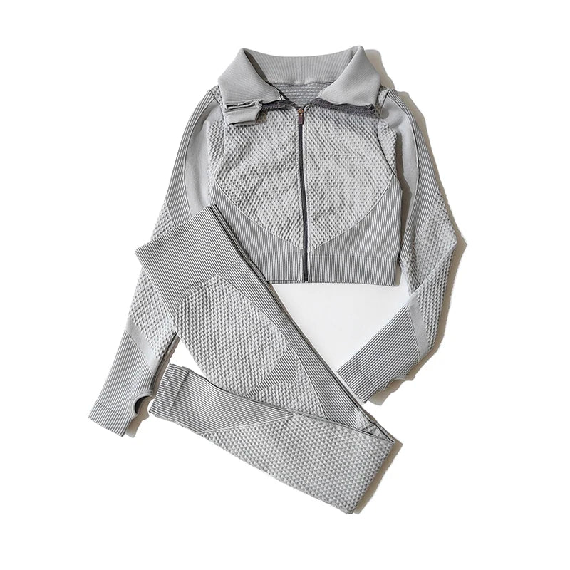 2/3Pcs Women Activewear Seamless Knitted Sportswear Set