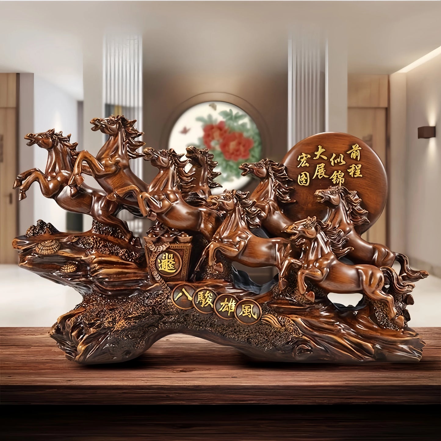 Eight Horses Resin Ornaments - Feng Shui Good Luck Wealth