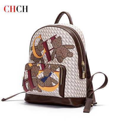 CH Women's Backpack 2024 New Bear Pattern Letter Design Backpack