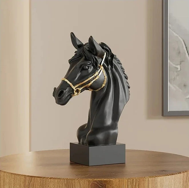 Modern Minimalist Horse Head Statue, Nordic Design Resin Sculpture