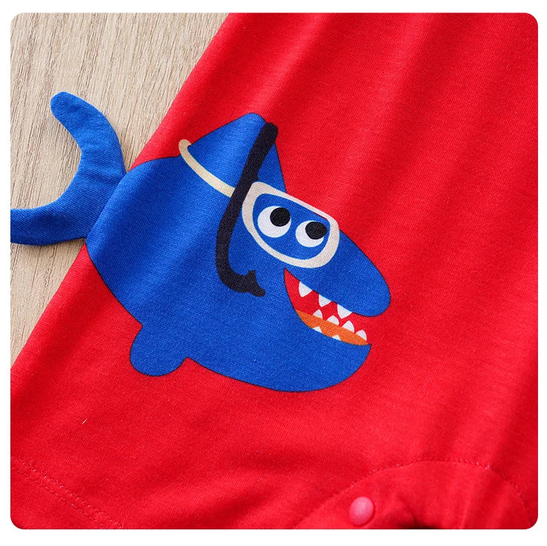 Summer Cute 3d Shark Print Jumpsuit