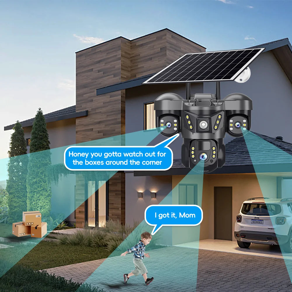 15MP Pro Wifi Solar  Security  Camera Triple Lens 10X Zoom Auto Tracking Outdoor Two way Audio Waterproof Cam