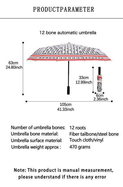 CH Alphabet Print Design Simple Style Umbrella