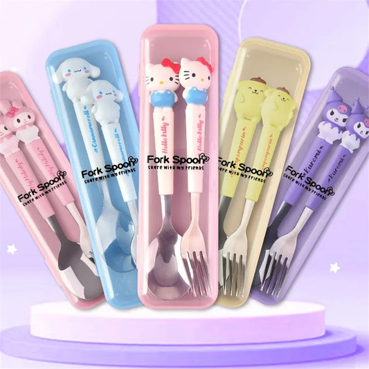 Sanrio Children Tableware Silicone Handle Two-pcs Set