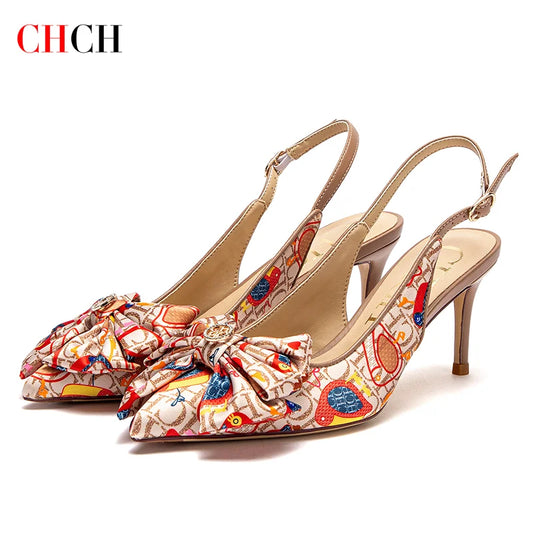 CH Elegant Bow Pointed Sandals