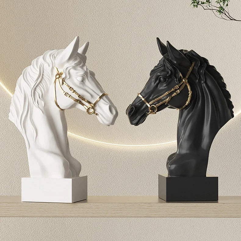 Modern Minimalist Horse Head Statue, Nordic Design Resin Sculpture