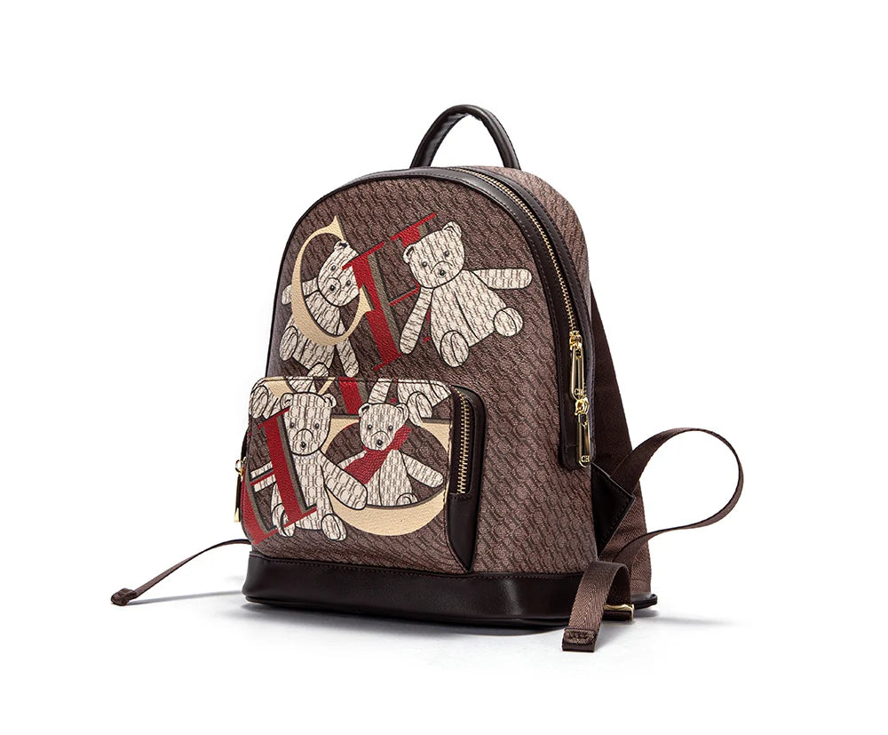 CH Women's Backpack 2024 New Bear Pattern Letter Design Backpack