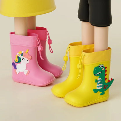 Cheerful Mario Kids Rain Boots Animal Design