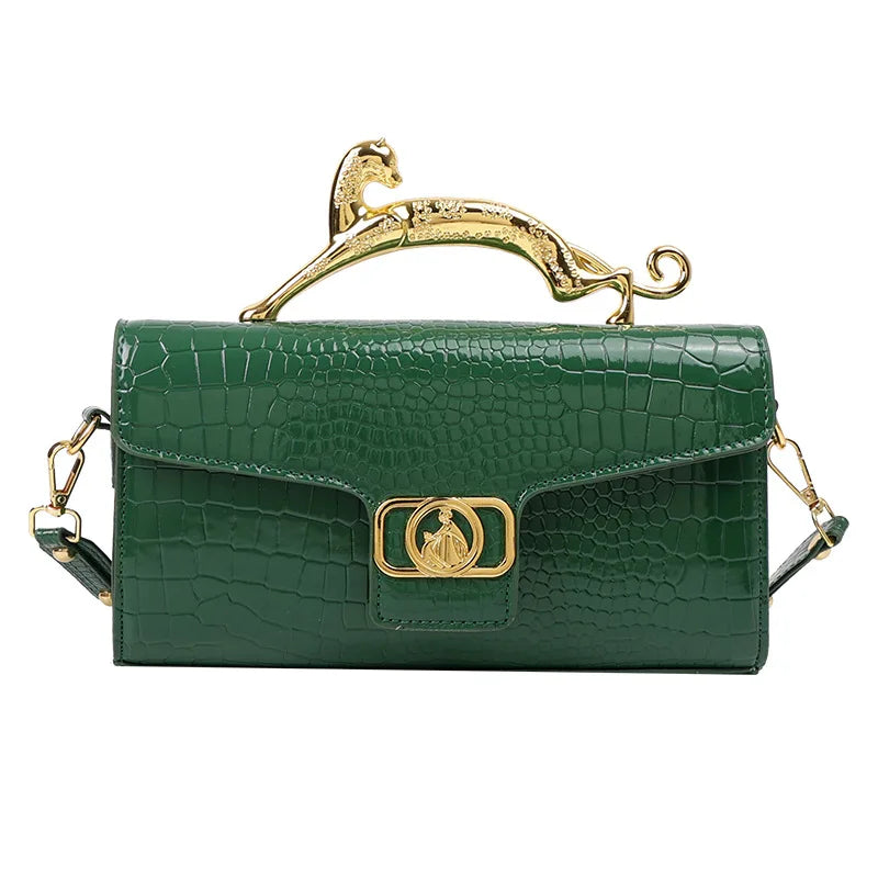 Classic Elegant Metal Handle Crossbody Bag