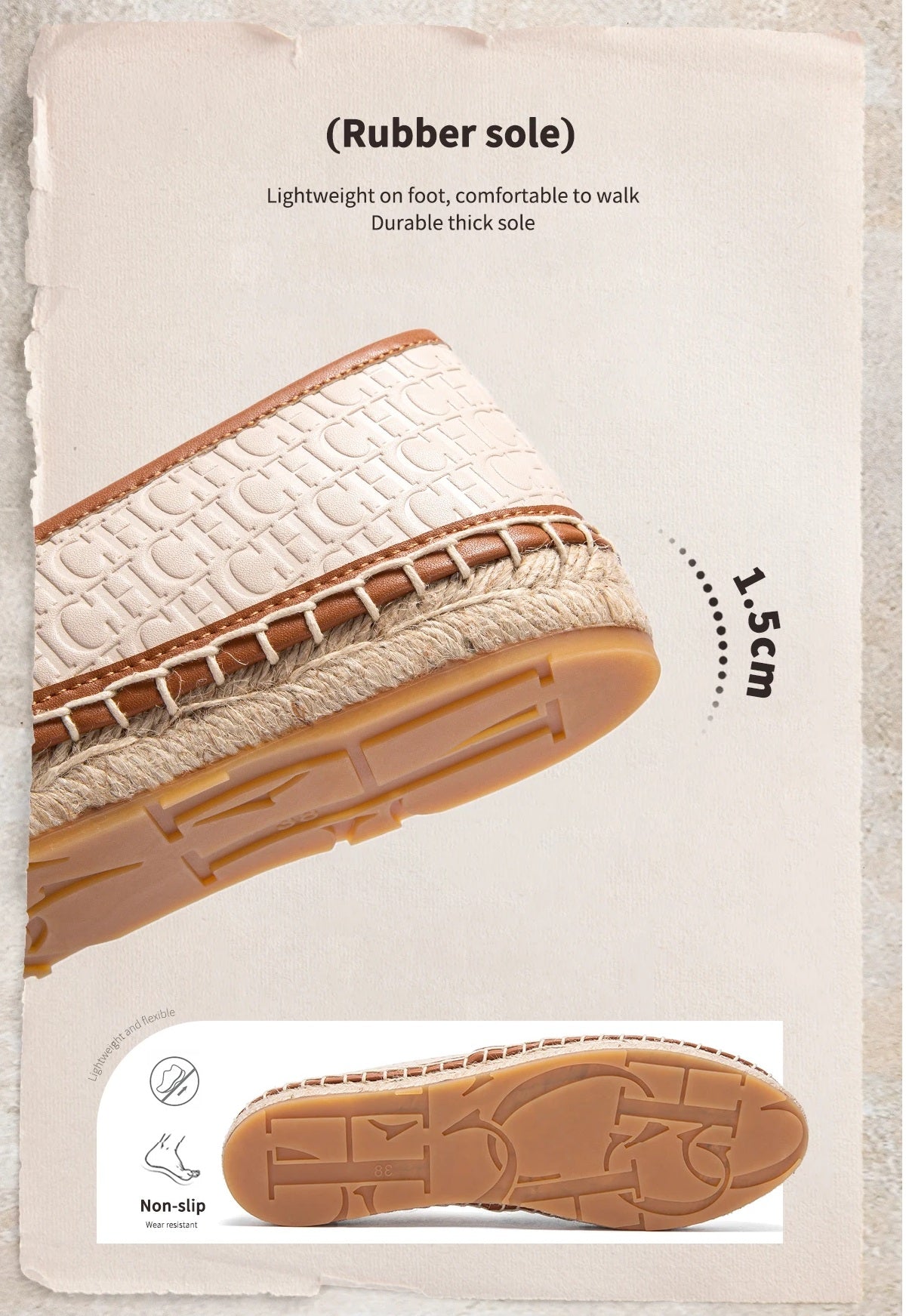 CHCH Women's Leather Espadrilles Canvas Shoes
