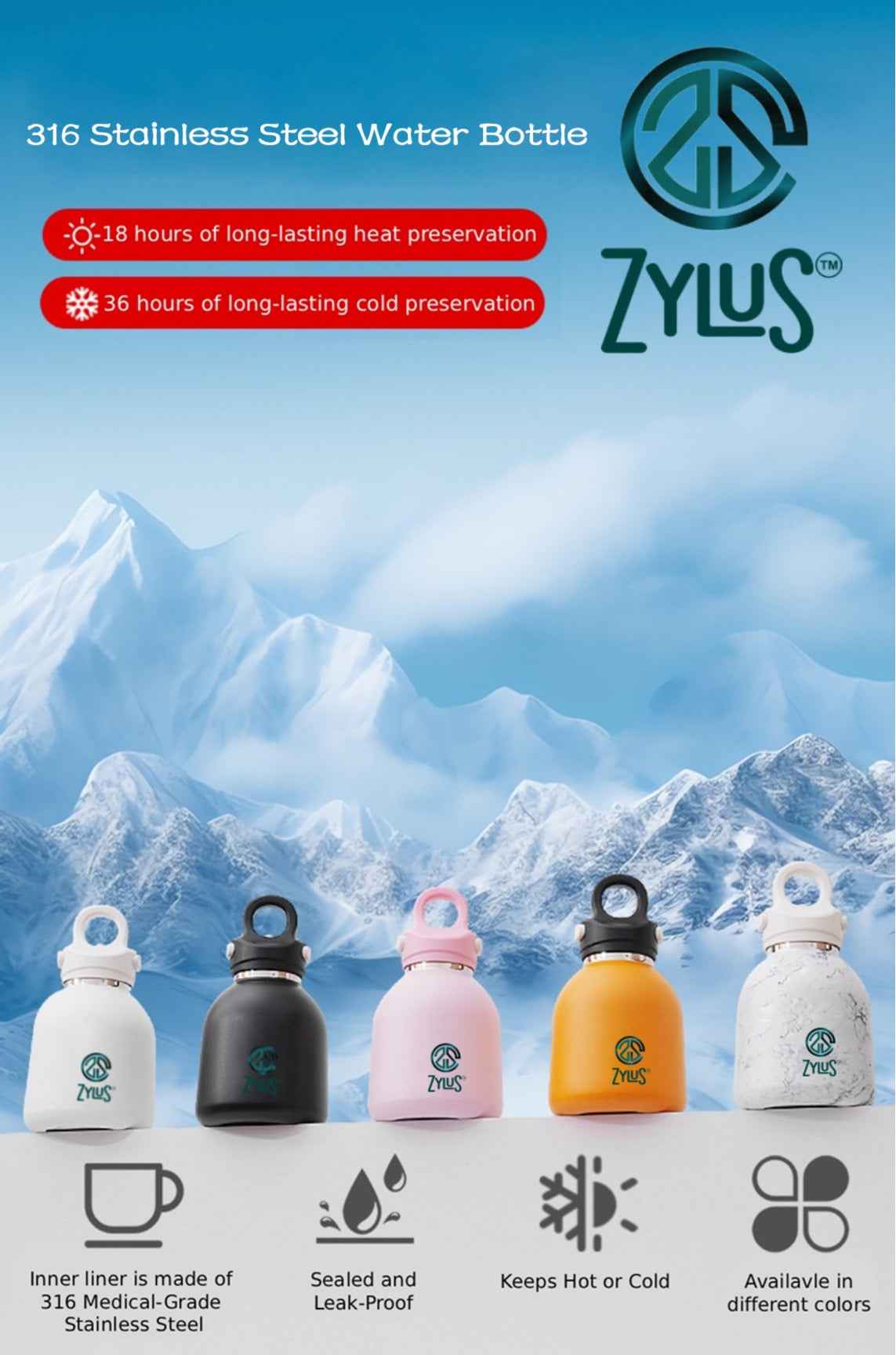 Kids Insulated Twist Free Water Bottle - Black 400ml