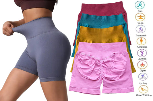 Women Activewear High Stretch Seamless Scrunch Bum Yoga/Gym Sport Shorts