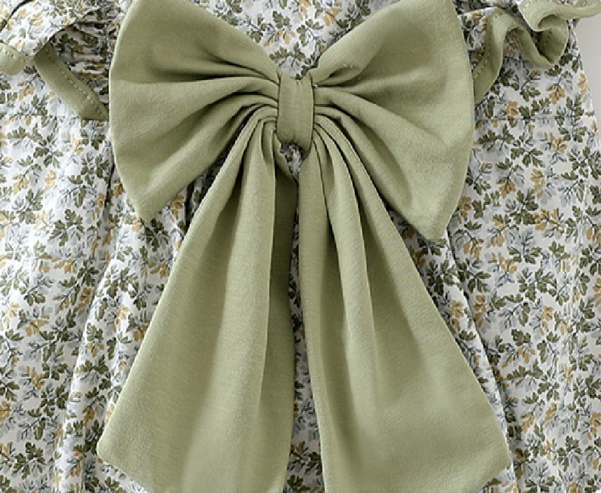 Baby Summer Pure Cotton Floral Bow Princess Jumpsuit