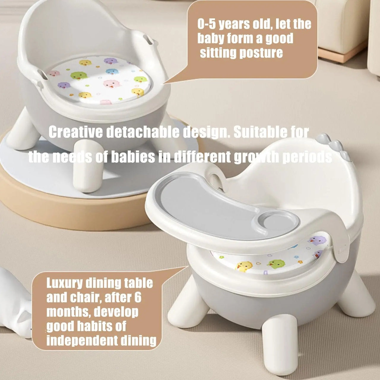 Infant Musical Booster Chair with Detachable Dining Tray & Cushion