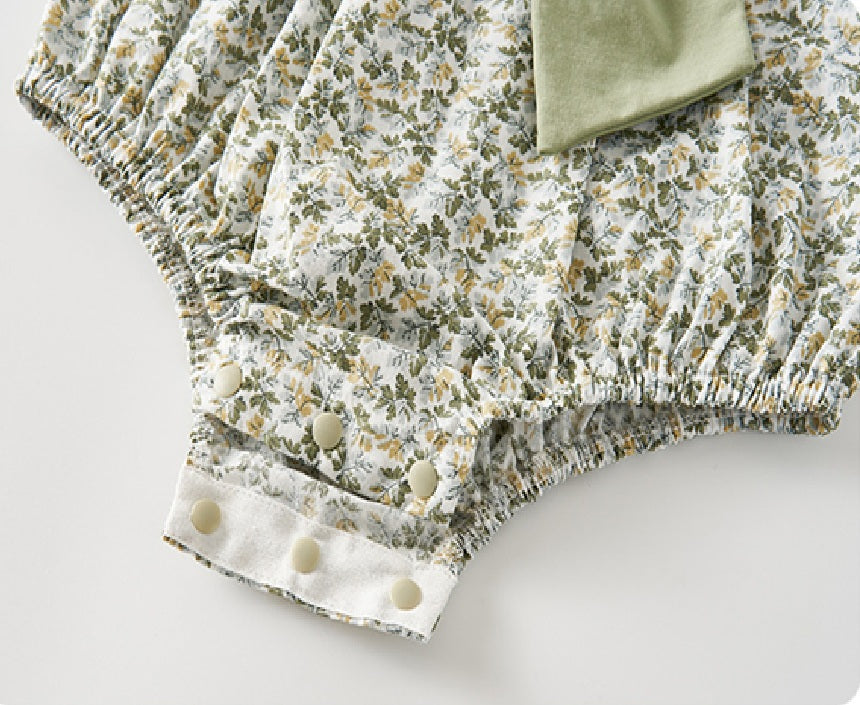 Baby Summer Pure Cotton Floral Bow Princess Jumpsuit