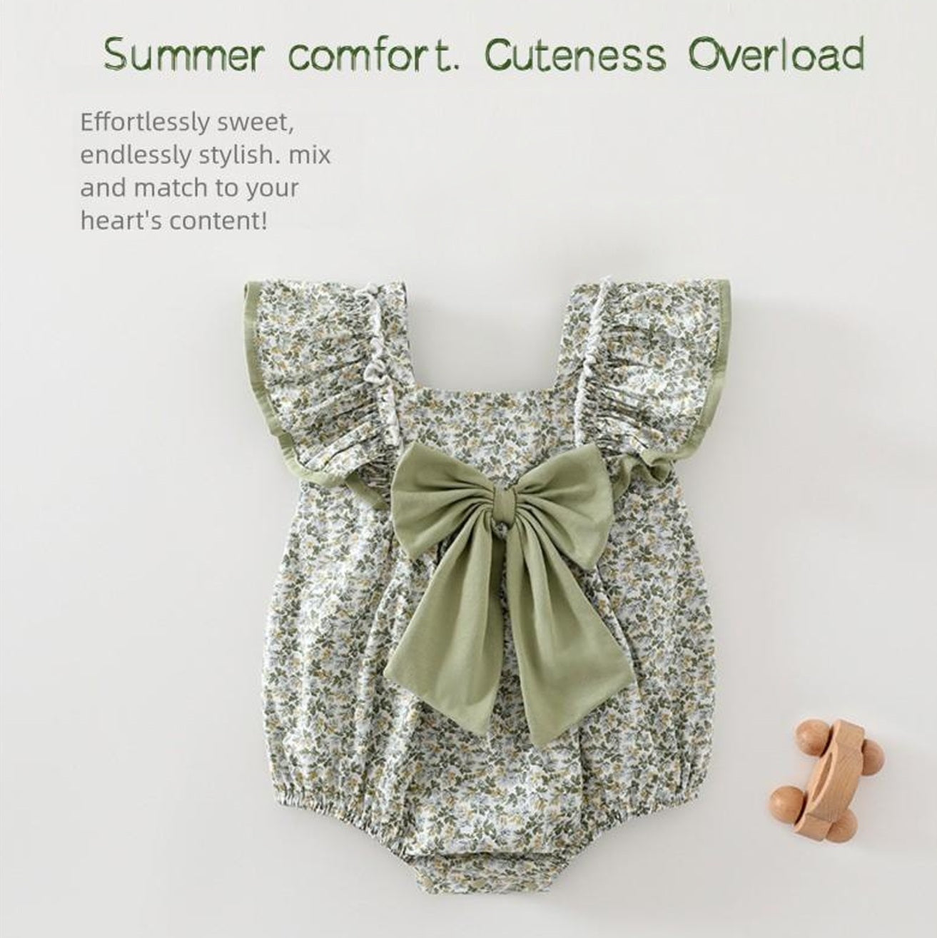 Baby Summer Pure Cotton Floral Bow Princess Jumpsuit