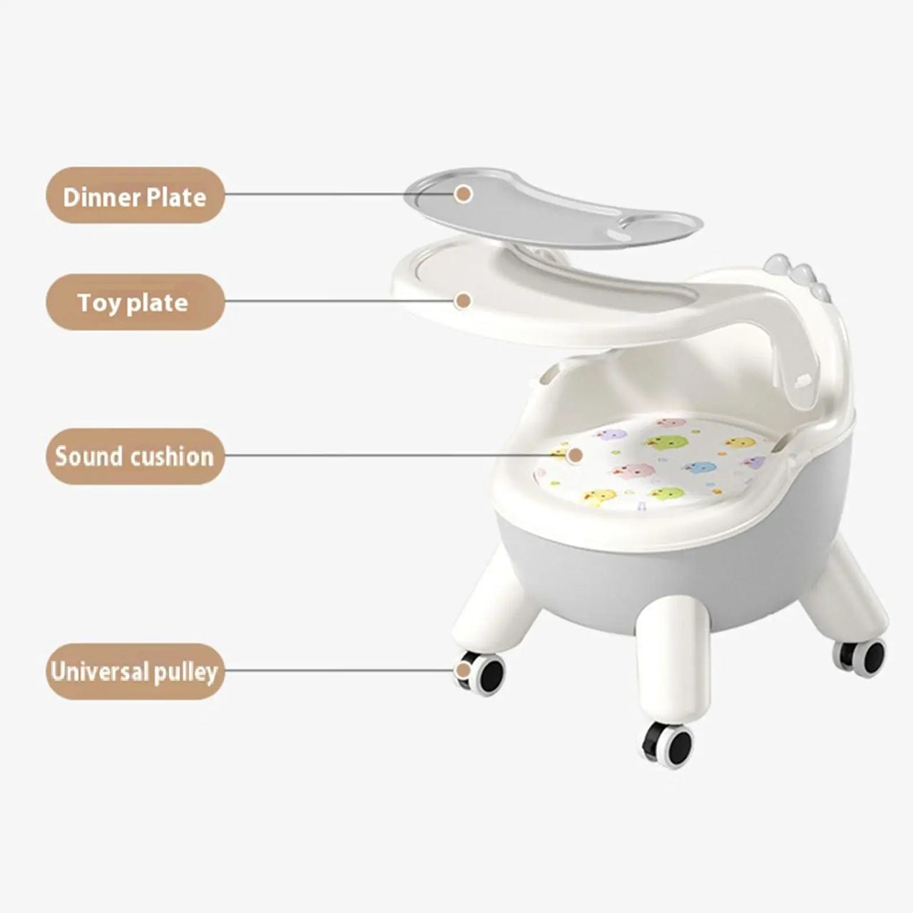 Infant Musical Booster Chair with Detachable Dining Tray & Cushion