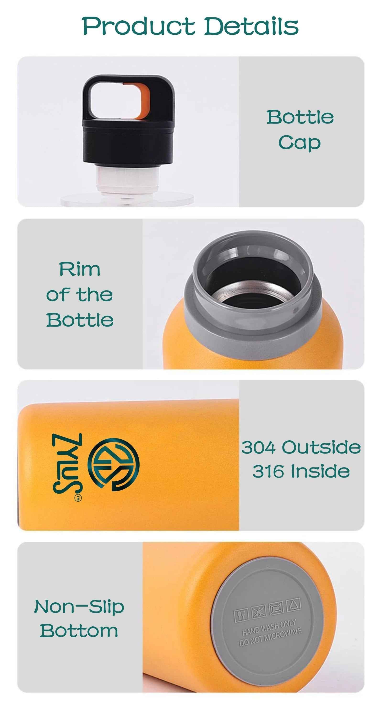 Stainless Steel Insulated Twist Free Water Bottle - 550ml