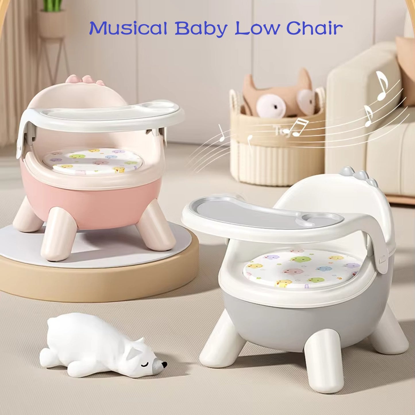 Infant Musical Booster Chair with Detachable Dining Tray & Cushion