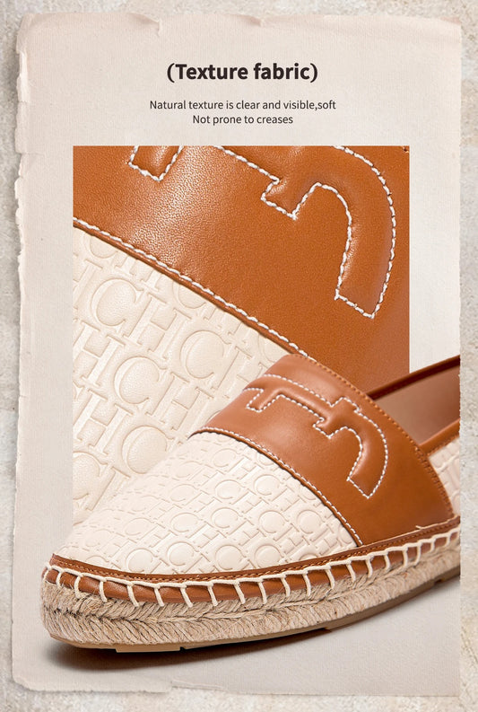 CHCH Women's Leather Espadrilles Canvas Shoes