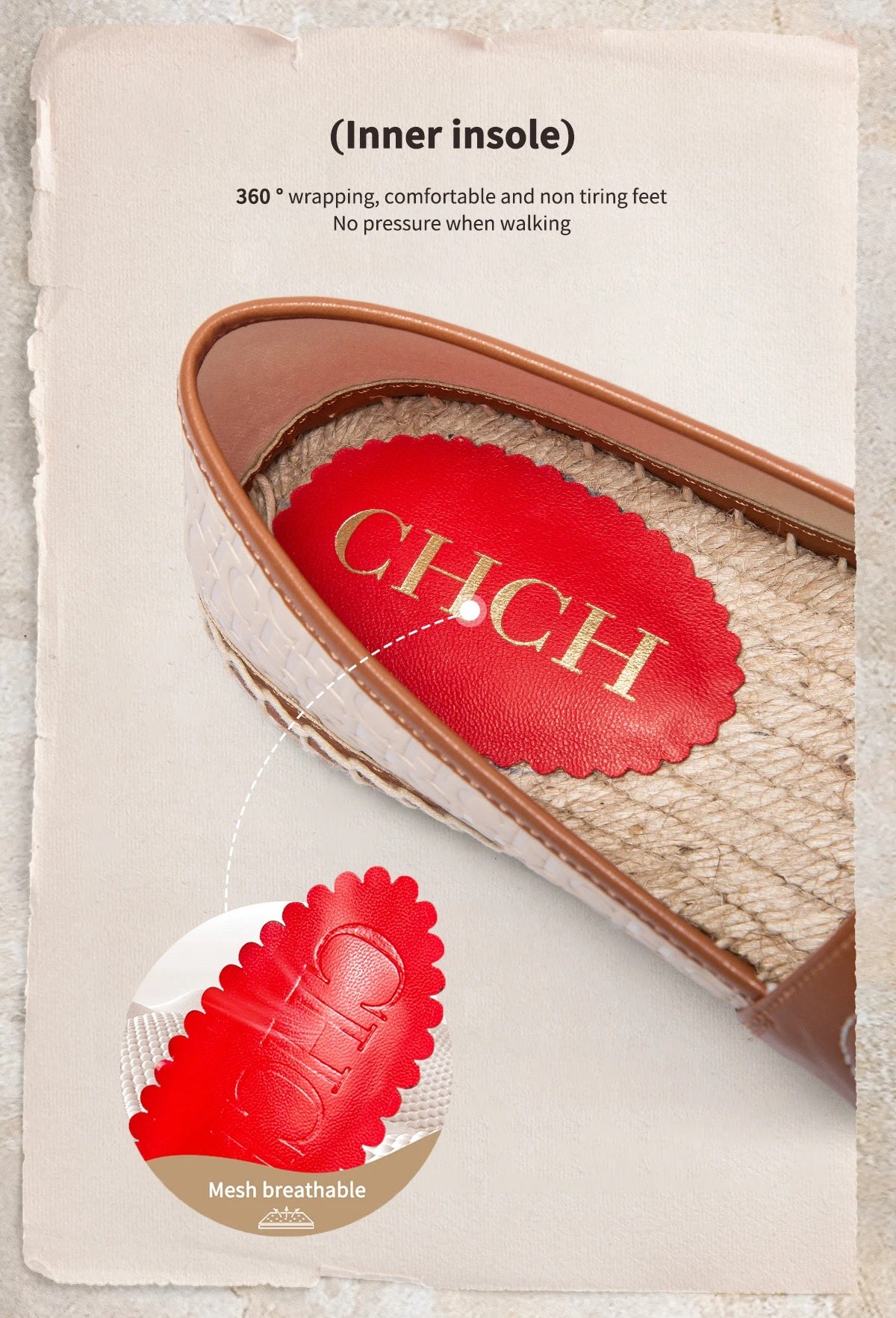 CHCH Women's Leather Espadrilles Canvas Shoes