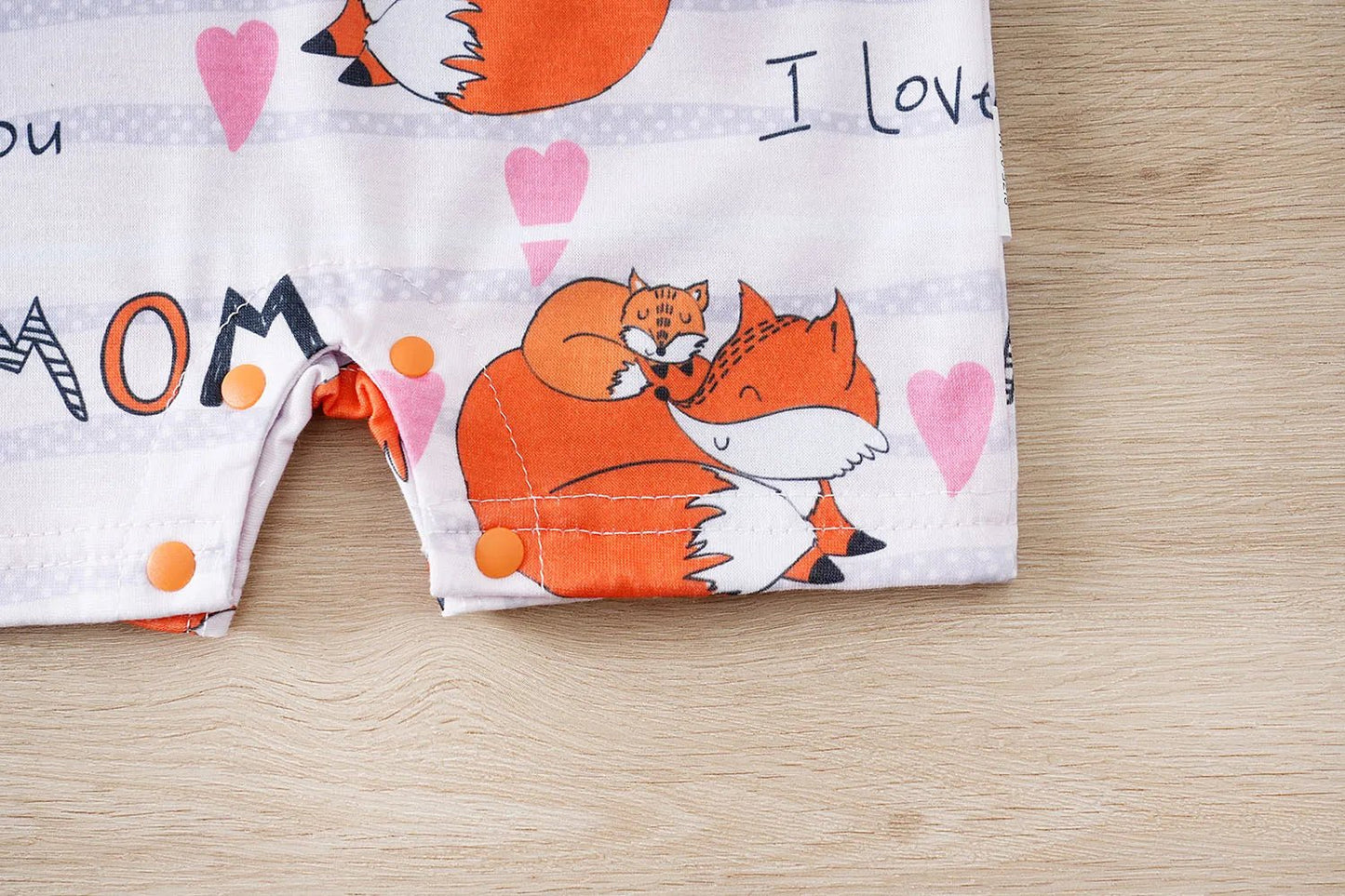 Adorable Baby Fox Print I Love You Mommy Bodysuit Short Sleeve Romper - itzy bitsy