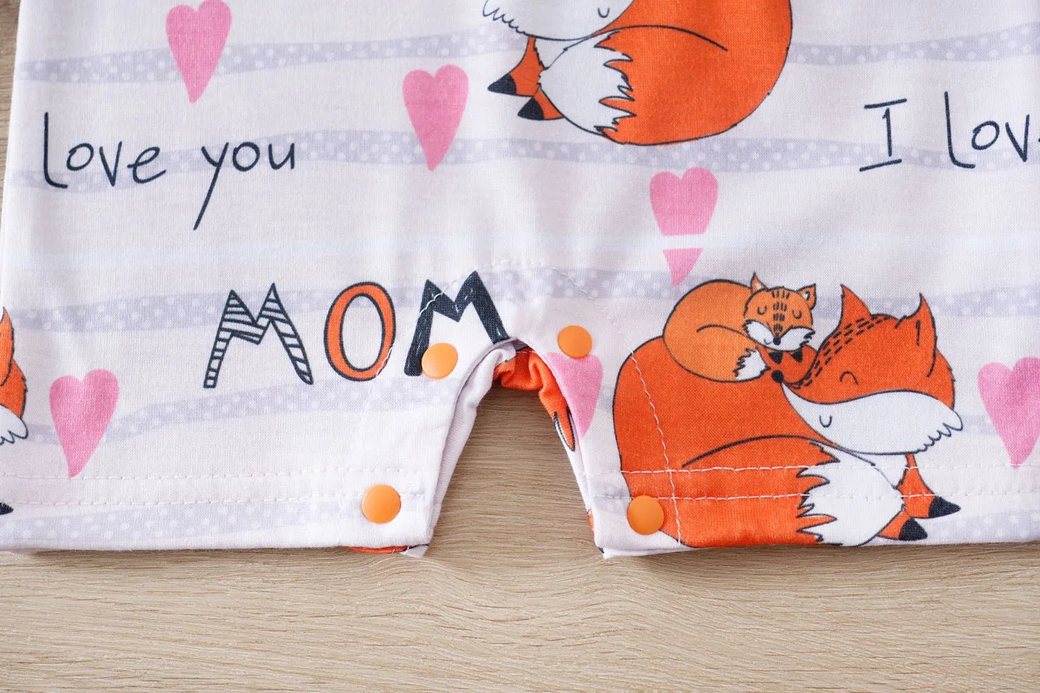 Adorable Baby Fox Print I Love You Mommy Bodysuit Short Sleeve Romper - itzy bitsy