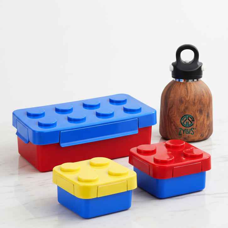 Building Block Lunch Box & Water Bottle 4Pcs Set