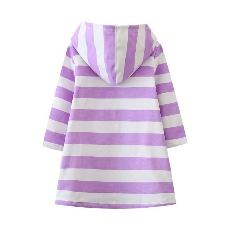 Applique Long Sleeves Hooded Dress - itzy bitsy