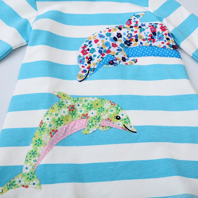 Applique Long Sleeves Hooded Dress - itzy bitsy