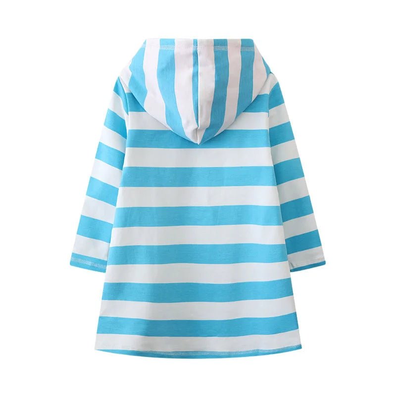 Applique Long Sleeves Hooded Dress - itzy bitsy